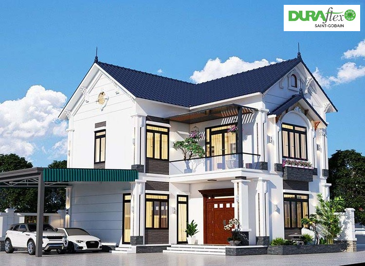Mẫu nhà 2 tầng chữ L 100m2 có không gian mở, thoáng mát 