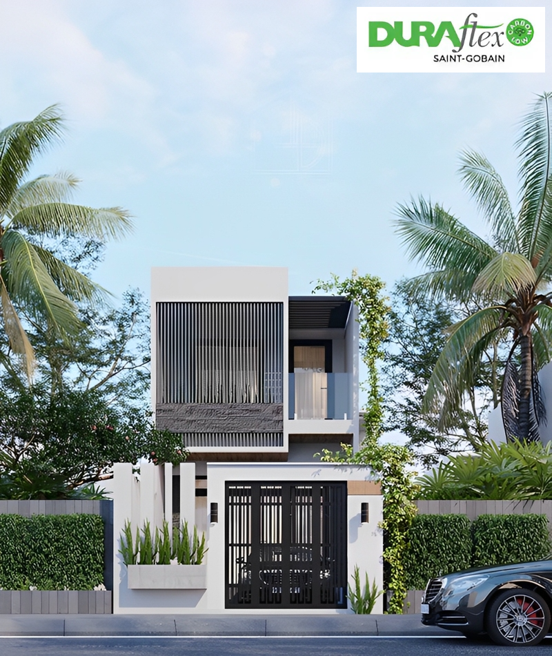 Mẫu nhà 2 tầng nông thôn 800 triệu mái bằng thiết kế hiện đại, độc đáo