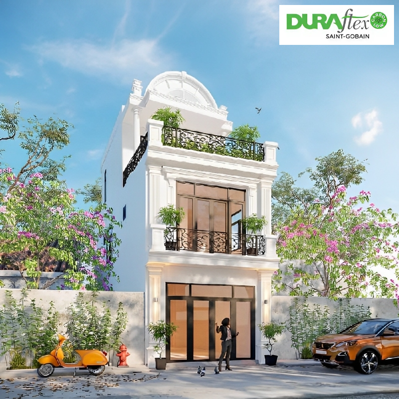 Mẫu nhà 2 tầng nông thôn 800 triệu tân cổ điển kết hợp sân vườn thoáng mát 