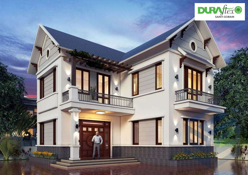 Mẫu nhà 2 tầng nông thôn 800 triệu chữ L đẹp, rộng rãi, thoáng mát 