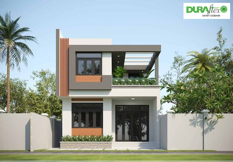 Mẫu nhà 2 tầng nông thôn 800 triệu mái bằng có sân vườn đẹp