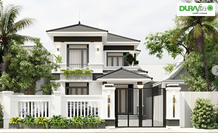 Mẫu 8x12m nhà mái Nhật 2 tầng hiện đại phù hợp với vùng thành thị