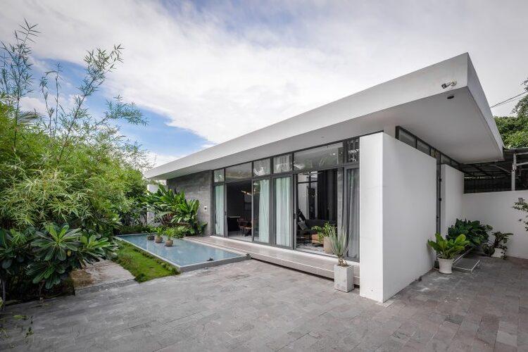 Mẫu nhà cấp 4 mái bằng hiện đại có hồ bơi riêng tại nhà