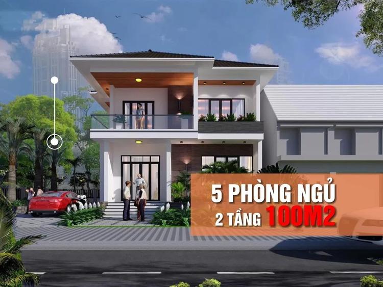 Mẫu nhà mái Nhật 2 tầng 5 phòng ngủ rộng rãi, phù hợp với gia đình đông người