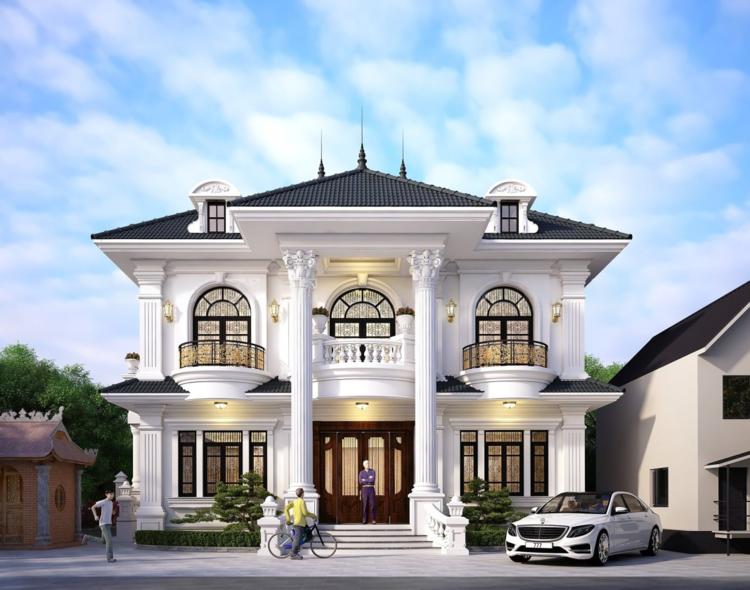 Mẫu nhà biệt thự 2 tầng mái Nhật sang trọng, đẳng cấp 