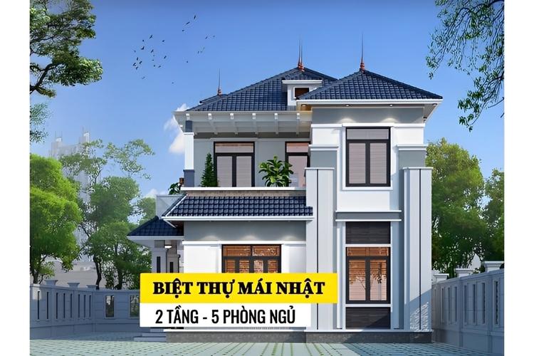 Mẫu nhà mái Nhật 2 tầng 5 phòng ngủ thanh lịch, được yêu thích hiện nay 