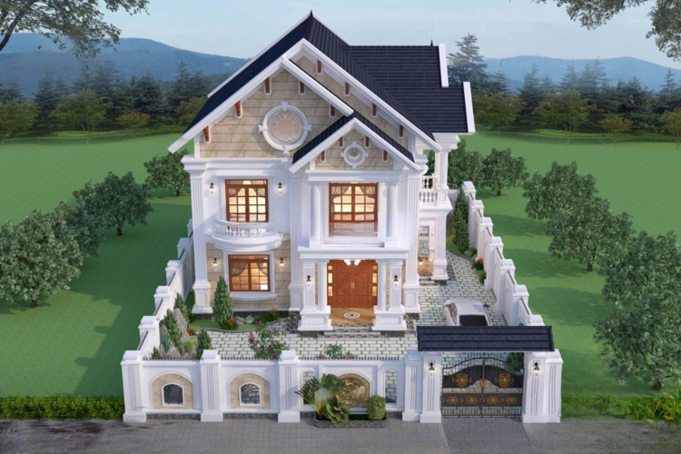 Mẫu nhà 2 tầng mái Thái ở nông thôn mang đến không gian sống thoáng đãng, yên bình