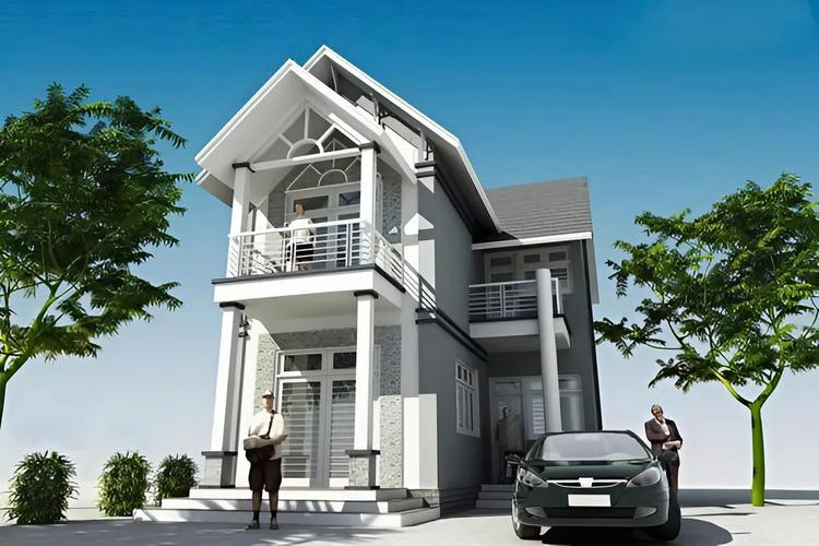 Mẫu nhà mái Thái 2 tầng 90m2 đẹp, hiện đại, thiết kế thanh thoát 