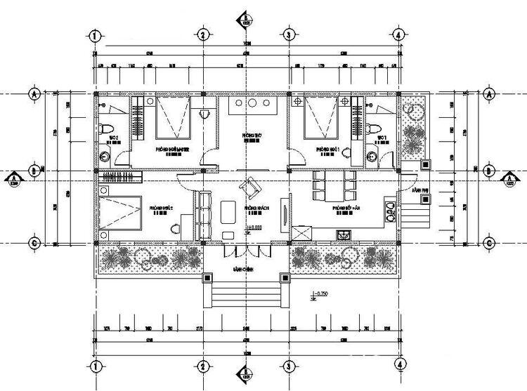 Bản vẽ nhà cấp 4 3 phòng ngủ 100m2 giá 500 triệu đầy đủ công năng