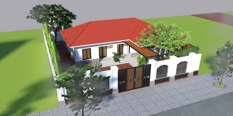 Mẫu nhà cấp 4 chữ L 3 phòng ngủ 500 triệu với thiết kế hiện đại, trẻ trung