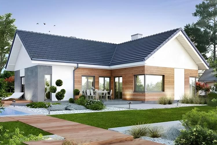 Nhà cấp 4 chữ L 3 phòng ngủ linh hoạt trong phong cách thiết kế