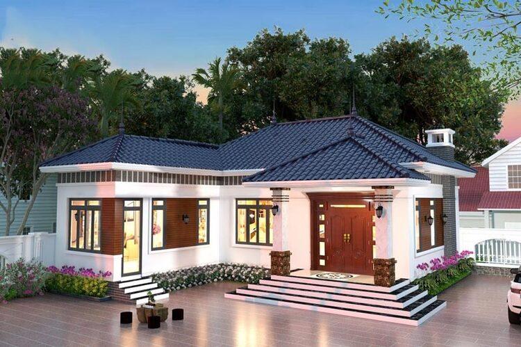 Mẫu nhà cấp 4 chữ L 3 phòng ngủ, 1 phòng thờ ấm cúng, sang trọng