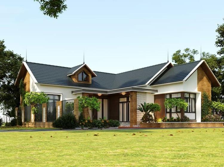 Mẫu nhà cấp 4 hình chữ L 3 phòng ngủ theo phong cách hiện đại