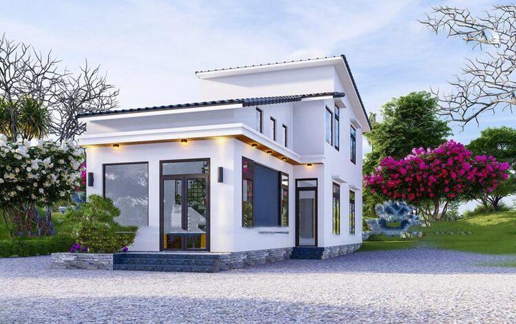 Mẫu nhà cấp 4 chữ L 3 phòng ngủ có gác lửng thiết kế đơn giản, tối ưu công năng