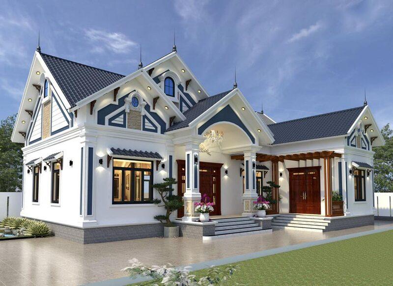 Mẫu nhà 3 gian chữ L đẹp, đầy đủ tiện nghi