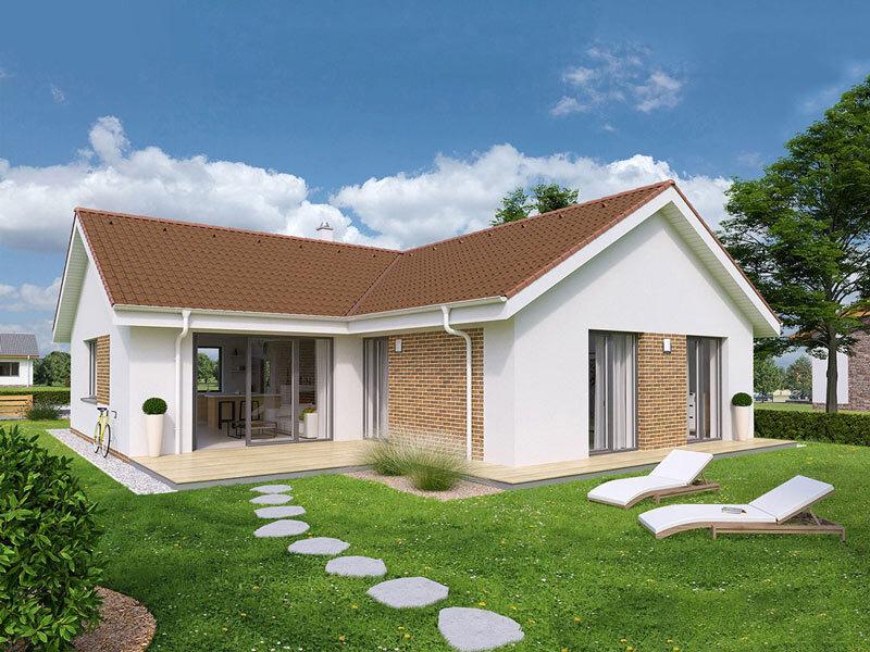 Mẫu nhà cấp 4 nông thôn hình chữ L đẹp, hài hòa với thiên nhiên