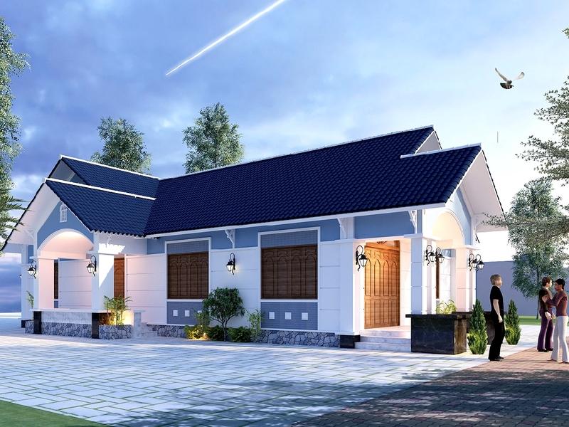 Mẫu nhà chữ L 4 phòng ngủ mang đến vẻ đẹp cân đối, hài hòa