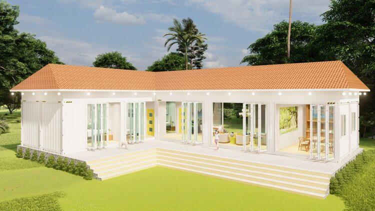 Nhà lắp ghép 3 phòng ngủ giá 900 triệu chữ L đẹp, tiện nghi