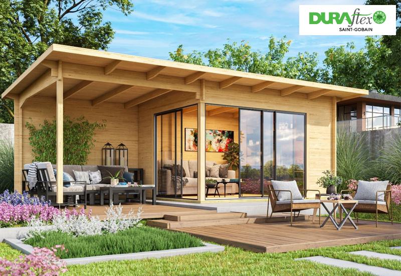 Mẫu nhà lắp ghép di động sân vườn với thiết kế mở, tạo cảm giác thoáng đãng 