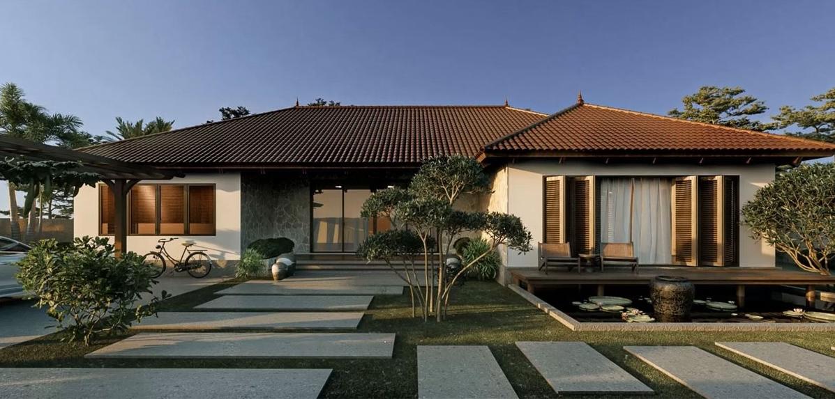 Mẫu nhà tiền chế mái Nhật đơn giản, rộng thoáng, chi phí thấp