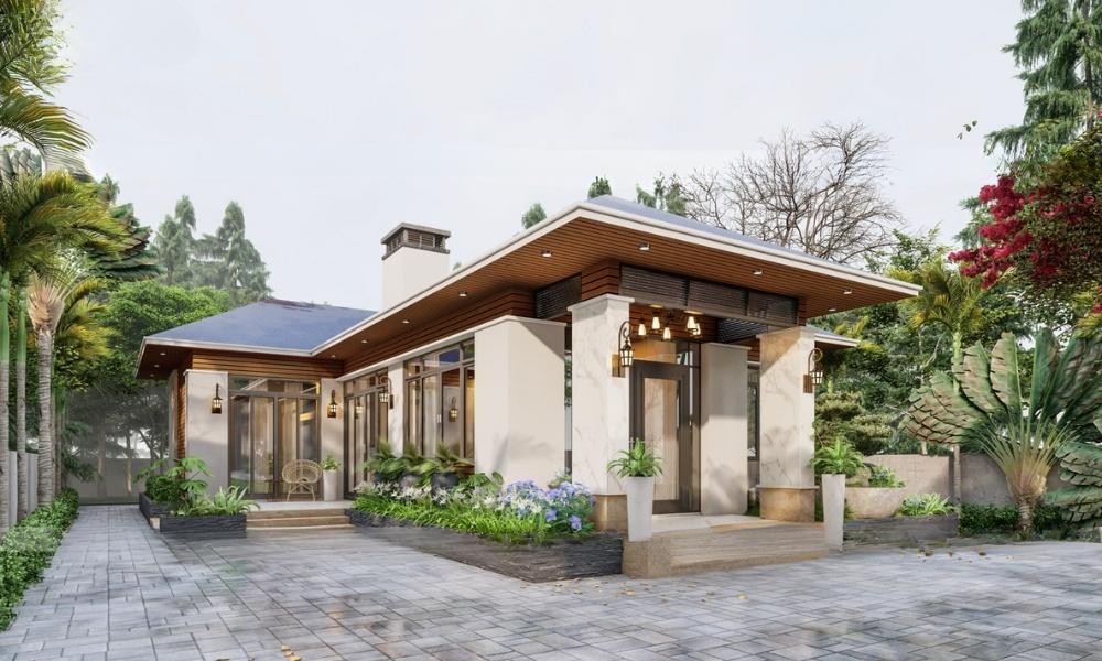 Mẫu nhà tiền chế mái Nhật sang trọng, tiện nghi với 3 phòng ngủ