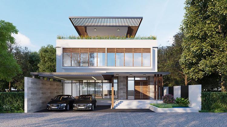 Thiết kế biệt thự 2 tầng 1 tum mang đến không gian sống rộng rãi