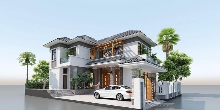 Thiết kế biệt thự mini 2 mặt tiền mái Nhật đẹp, hiện đại, sang trọng
