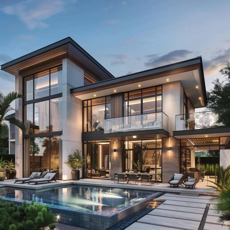 Thiết kế biệt thự kiểu nghỉ dưỡng với hồ bơi sang trọng