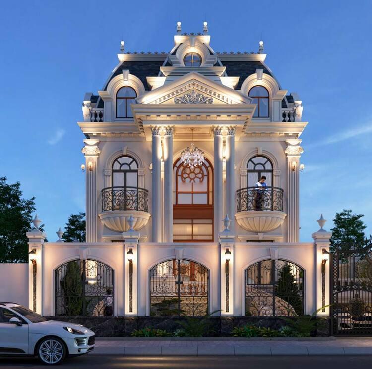 Thiết kế biệt thự phong cách Pháp nguy nga, bề thế, đậm chất hoàng gia