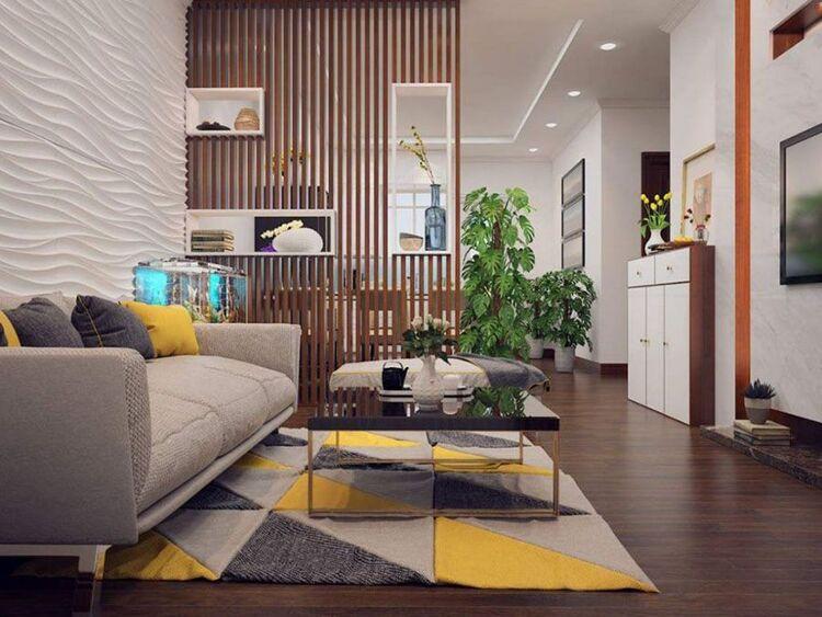 Lựa chọn màu sắc vách ngăn phòng khách và bếp phù hợp với màu sắc, phong cách với căn phòng