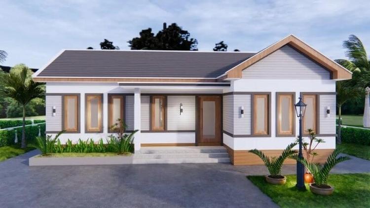 Mẫu nhà cấp 4 chữ L mái tôn giá 500 triệu ở nông thôn đơn giản, đẹp