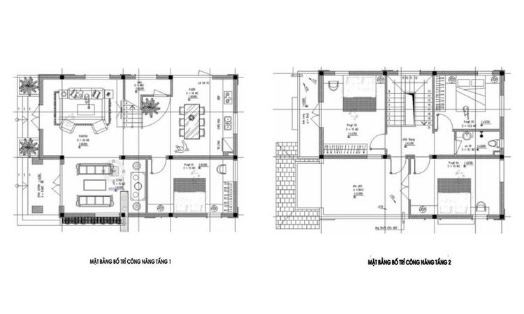 Bản vẽ thiết kế nhà 2 tầng mái Nhật 8x12 đầy đủ công năng, tối ưu diện tích