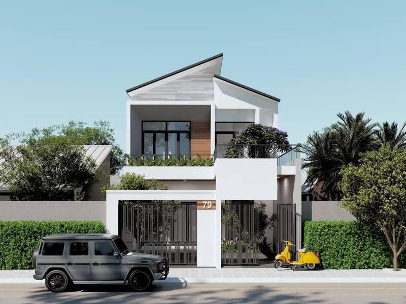 Mẫu nhà 1 trệt 1 lầu 5x15 mái lệch độc đáo, cá tính, thu hút từ cái nhìn đầu tiên