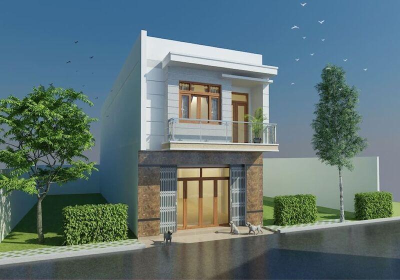 Mẫu nhà 1 trệt 1 lầu 5x15 mái bằng phong cách hiện đại và tối giản