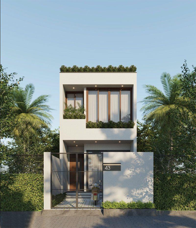 Mẫu nhà 1 trệt 1 lầu 5x15 có sân vườn thoáng mát, hài hoà với thiên nhiên