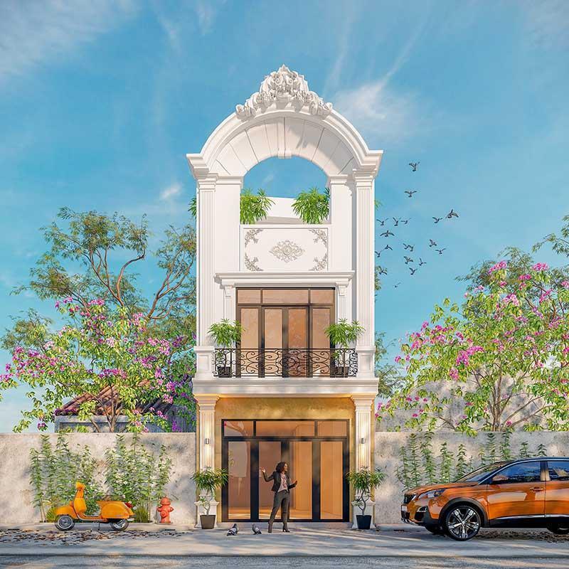 Mẫu biệt thự tân cổ điển 2 tầng 1 tỷ 5x15m đẹp, thanh lịch với các đường phào chỉ tinh xảo