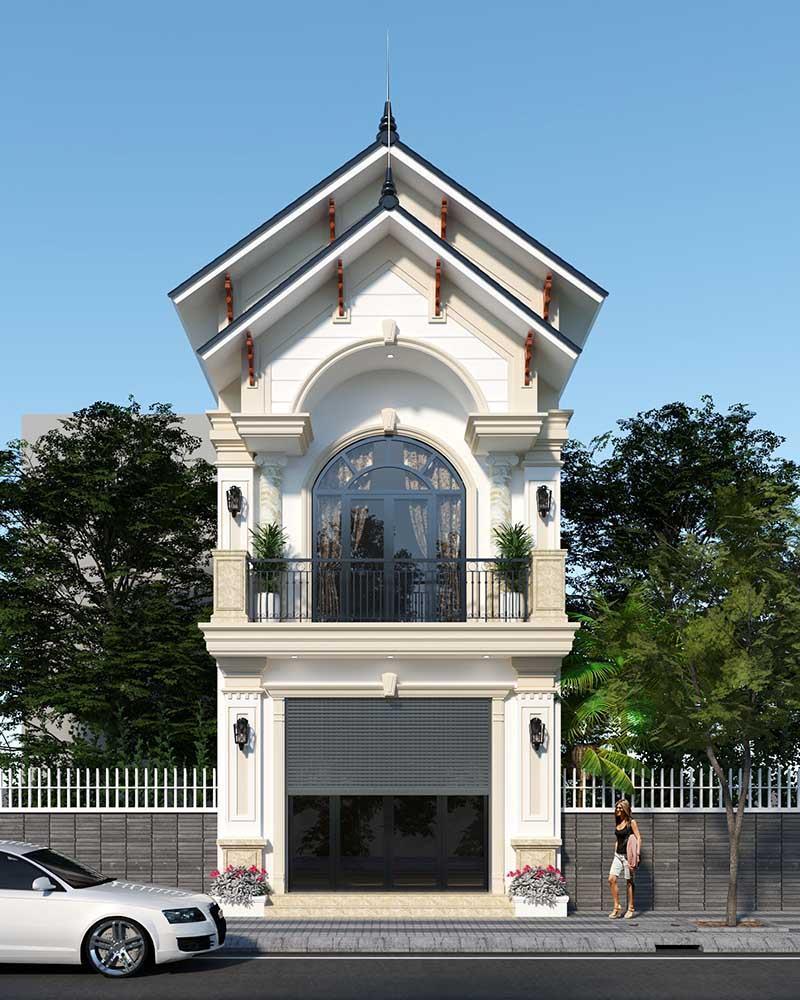 Mẫu nhà 1 trệt 1 lầu 5x20 sử dụng các gam màu trung tính nhằm tôn lên vẻ đẹp hiện đại, sang trọng