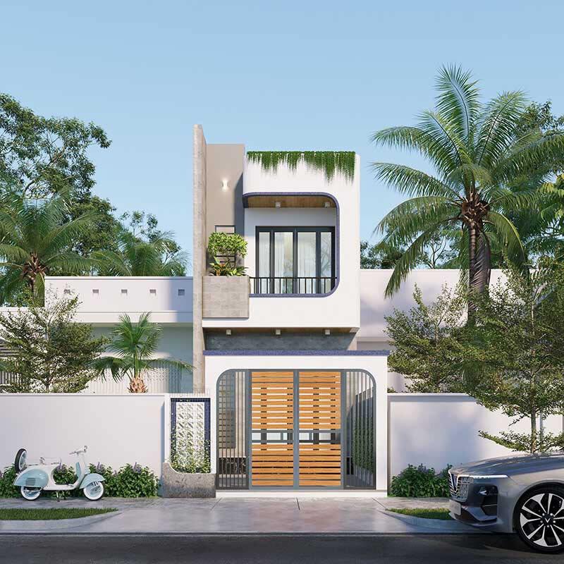 Mẫu nhà nhà 1 trệt 1 lầu 5x20 mái bằng mang đến vẻ đẹp hiện đại, sang trọng