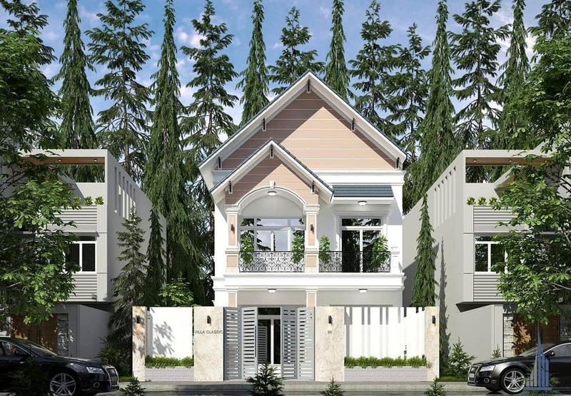 Mẫu nhà 1 trệt 1 lầu đẹp 5x20 mái nhọn đẹp mắt, ấn tượng