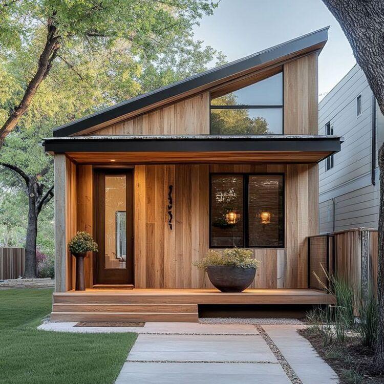 Mẫu nhà lắp ghép 150 triệu với phần mặt tiền được trang trí hiện đại, trẻ trung