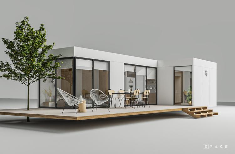 Mẫu nhà lắp ghép 150 triệu chữ L tiện nghi, đơn giản, hiện đại