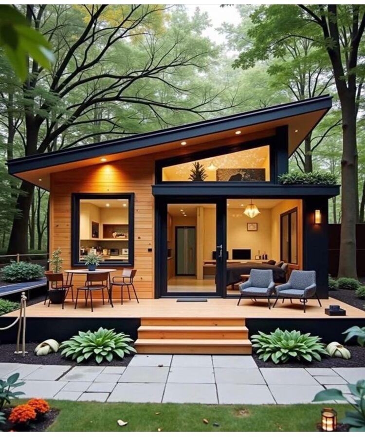 Mẫu nhà lắp ghép 150 triệu với phần mái làm điểm nhấn cho ngôi nhà