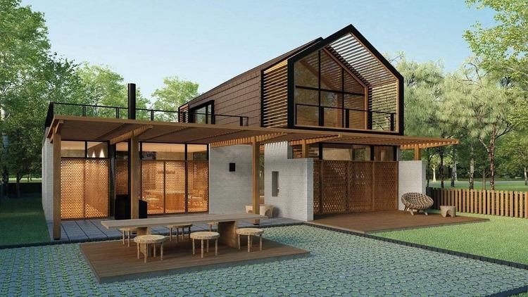 Mẫu nhà lắp ghép 150 triệu có hiên rộng mang vẻ đẹp bề thế