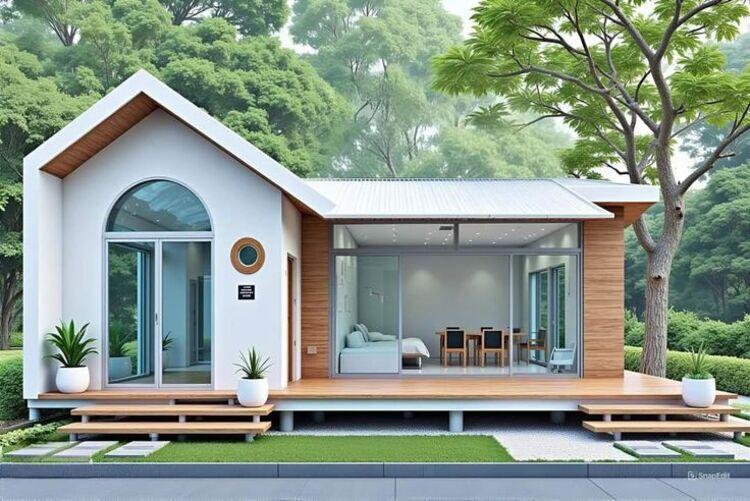 Mẫu nhà lắp ghép 150 triệu có không gian làm việc riêng tươi mới, hiện đại