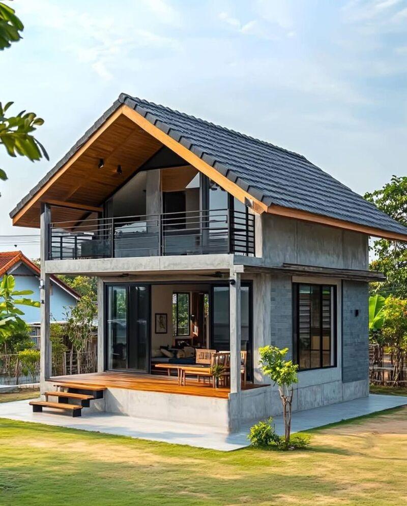 Mẫu nhà lắp ghép 150 triệu 2 tầng mang vẻ đẹp độc đáo, kết hợp màu sắc hiện đại