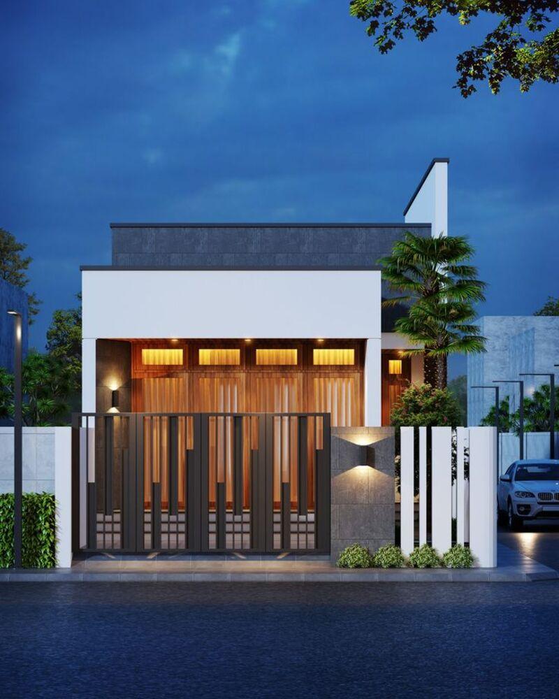 Mẫu nhà ống 1 tầng đẹp 5x20 mái bằng trẻ trung và hiện đại 