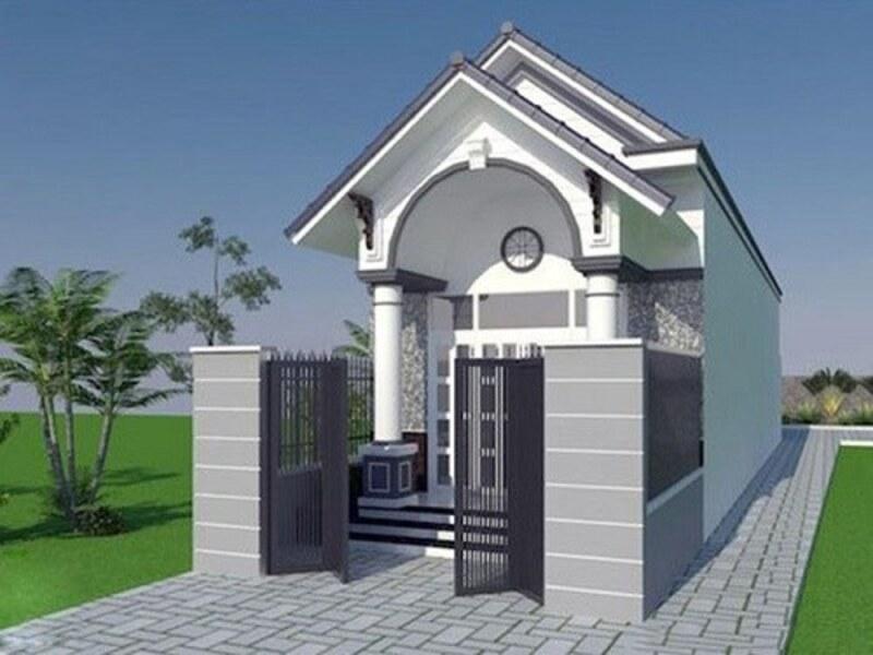 Mẫu nhà ống 1 tầng đẹp 5x20 mái Thái giúp thoát nước hiệu quả