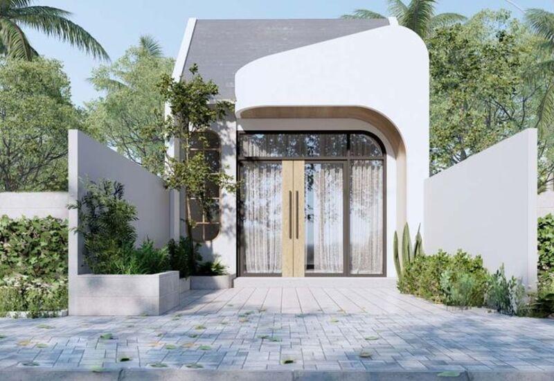 Mẫu nhà ống 1 tầng đẹp 5x20m mái ngói cách điệu hài hòa với cảnh quan xung quanh