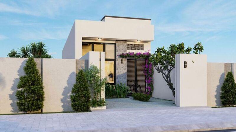 Mẫu nhà ống 1 tầng đẹp 5x20m mái tôn kết hợp với cây xanh mang vẻ đẹp hài hòa, dễ chịu