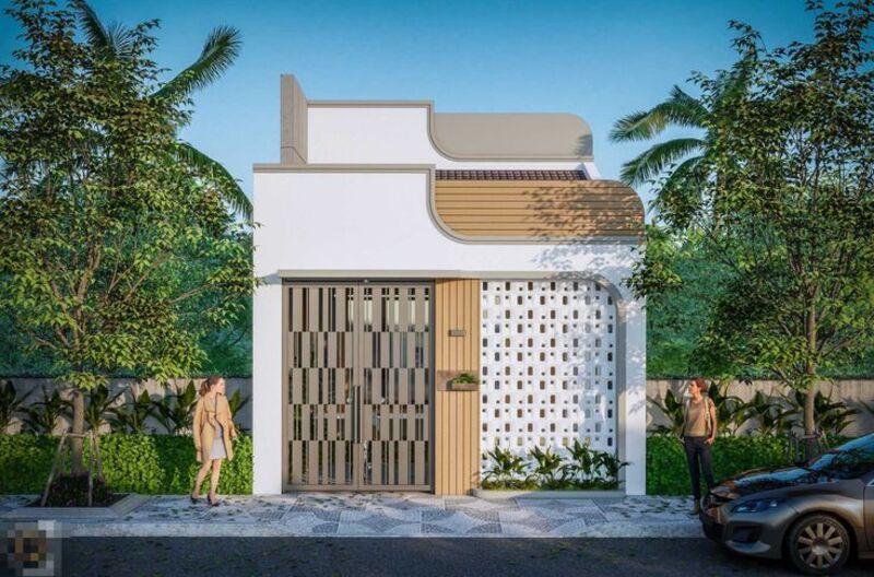 Mẫu mặt tiền nhà ống đẹp có 2 phòng ngủ 5x20 với phần mặt tiền được trang trí độc đáo